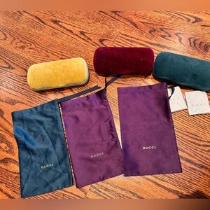 THREE GUCCI Sunglasses cases and cloths authentic